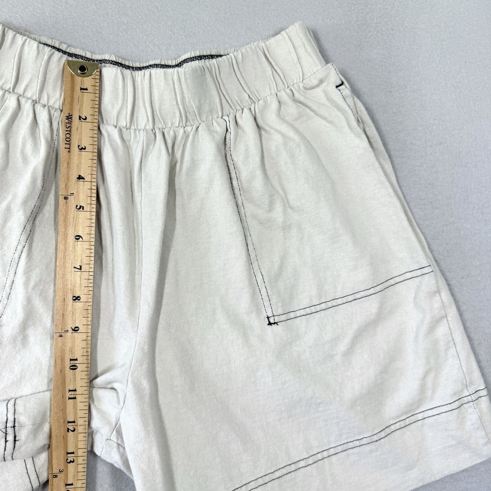 Free People Beach Shorts Womens XS Cream Contrast Stitch Pull On Pockets 5.5" - Picture 12 of 13